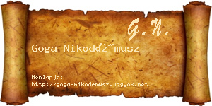 Goga Nikodémusz névjegykártya